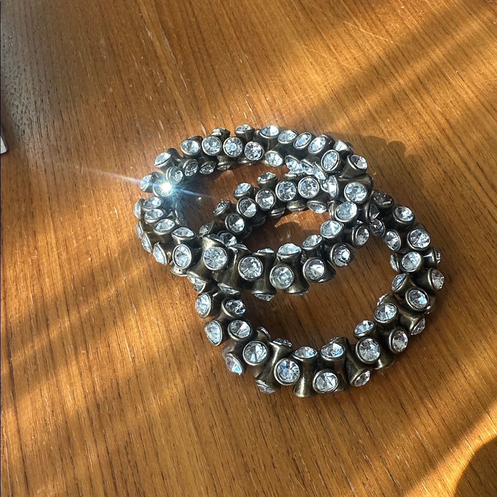 Elegant Gold and Silver Crystal Bracelet Set